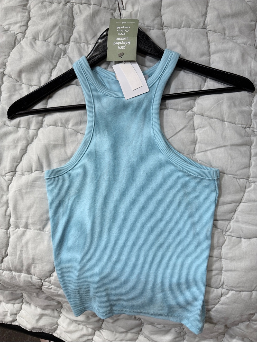 H&M Light Blue Ribbed Racerback Tank Top - Picture 2 of 3